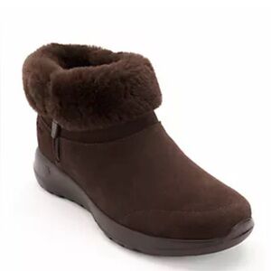 Skechers On The Go Joy Bundle Up Chocolate Brown Ankle Boots (15501) NEW!